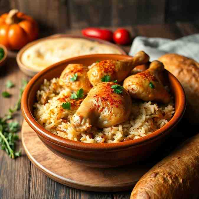 Albanian Baked Chicken & Rice Pilaf Easy Recipe