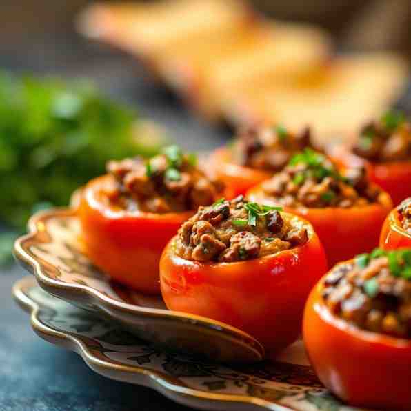 Baked Stuffed Tomatoes - Easy Sausage & Beef Recipe