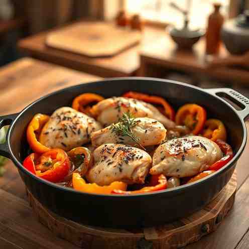 French Chicken with Bell Peppers & Onions - Easy One-Pot Meal