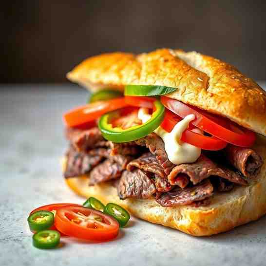 Chile Chacarero - Thinly Sliced Beef Steak Sandwich Recipe