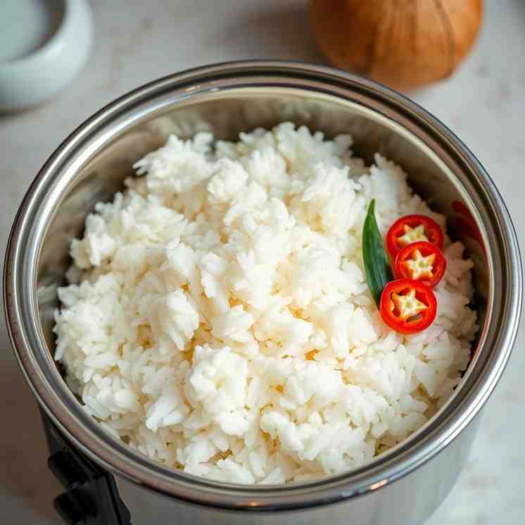 Coconut Rice in a Rice Cooker for Nasi Lemak