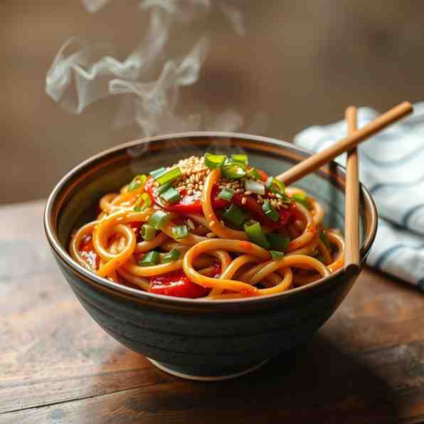 Cold Spicy Udon Noodle Bowl - Easy Asian Recipe