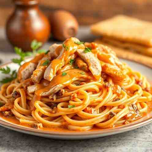 Egyptian Pasta with Cream Sauce & Chicken