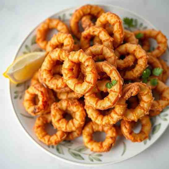 Crispy Fried Calamari - Greek Kalamarakia Tiganita