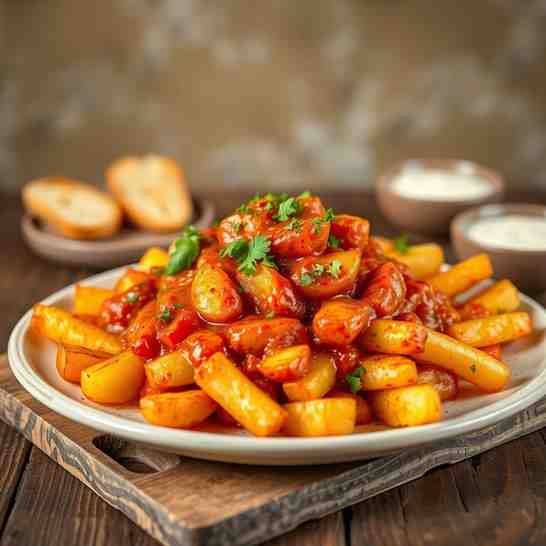 Patatas Bravas - Crispy Potatoes & Garlic Spicy Sauce Recipe