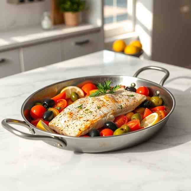 One-Pan Mediterranean Sole - Diet Fish and Vegetables for One