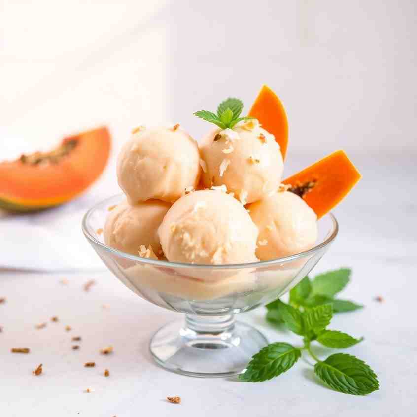 Easy No-Churn Papaya Coconut Sorbet - Vegan Gluten-Free Treat