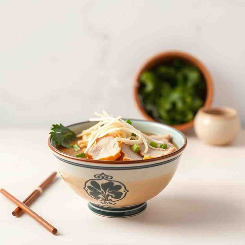 Khao Piak Sen - Rice Noodle Soup Recipe