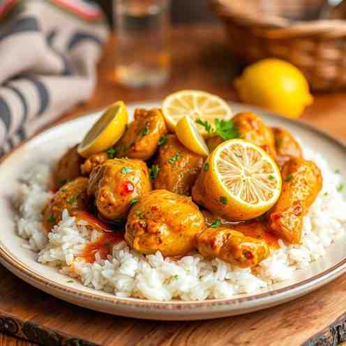 Poulet Yassa - Lemon Garlic Chicken & Rice Recipe