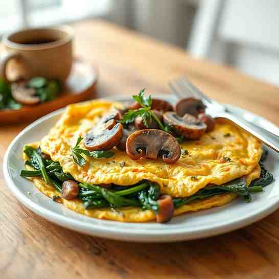 Easy Mushroom & Spinach Omelette - Breakfast