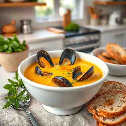 Saffron Mussel Soup - Grit-Free Recipe