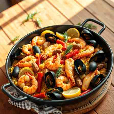 Paella Spanish Dish Recipe - Catalan-Style Mar i Muntanya