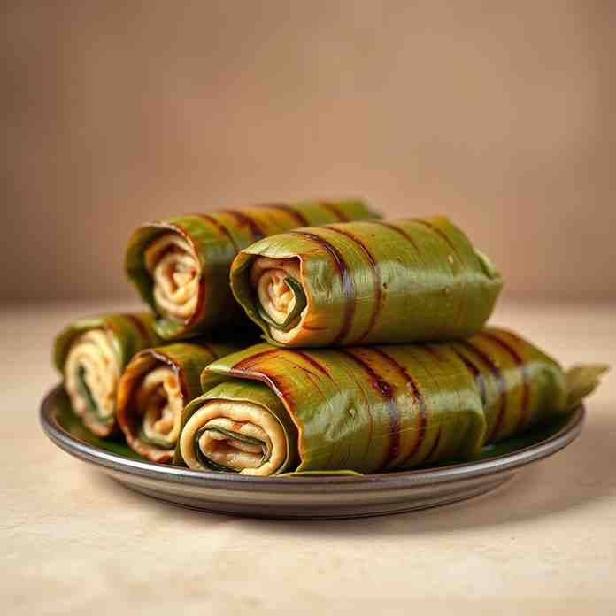 Pulut Panggang - Grilled Rice Cakes Rolls