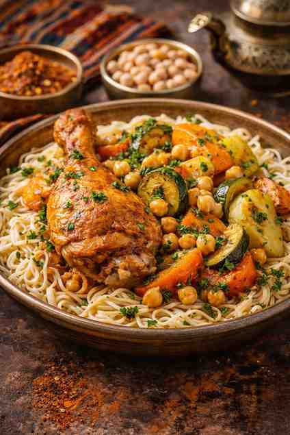 Algerian Rechta Chicken Noodles & Veggies