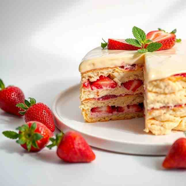 Easy Strawberry Custard Biscuit Cake - No-Bake Treat