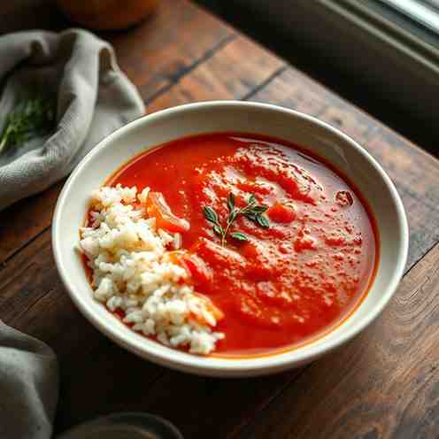 Tomato Soup with Rice - Easy, Cozy, One-Pot Recipe